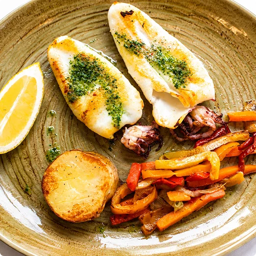 Calamares a la plancha con ajo y perejil